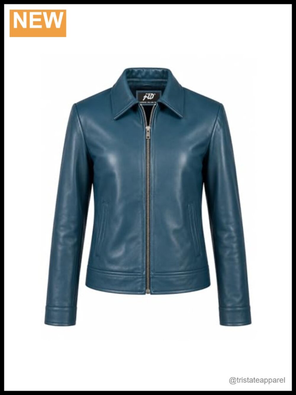 Genuine Leather Polo Collar Jacket - Lightweight Quilted Lining YKK Zipper